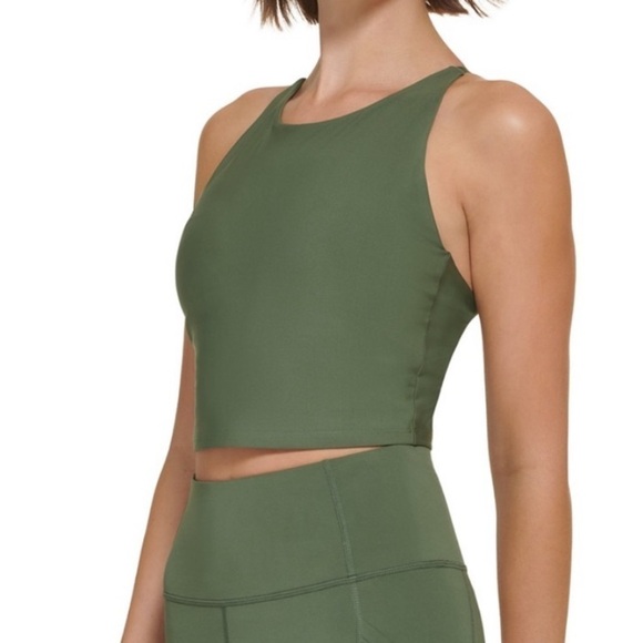 CALVIN KLEIN PERFORMANCE Low-Impact High-Neck Crop Top swimsuit green thyme XXL - Picture 4 of 11